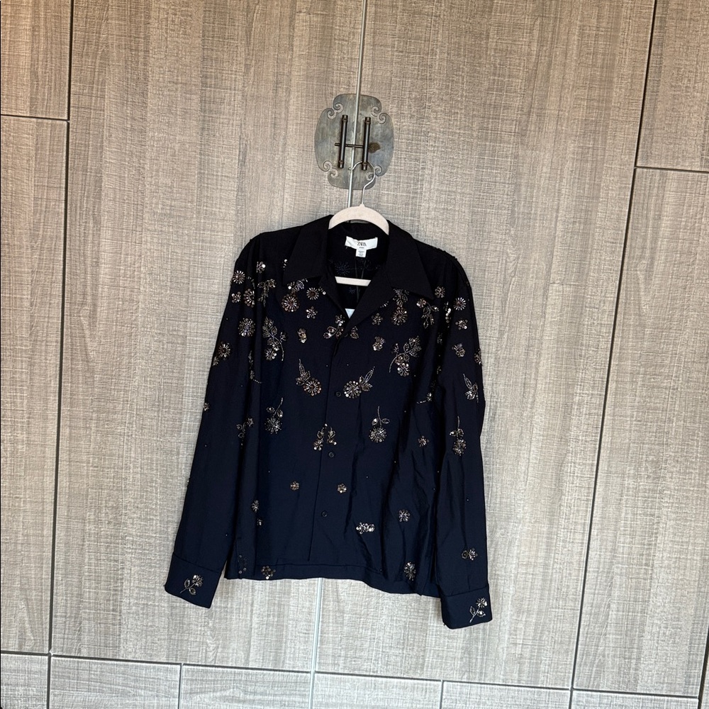 Zara Studio Limited Edition Flowy Sequined Shirt - Picture 16 of 17